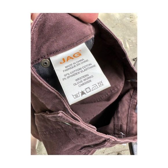90s Jag Denim Jeans Bergundy Straight Leg High Waist Boot Cut Sz 14 - Picture 7 of 8